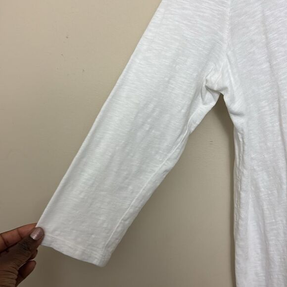 Talbots White Cotton Purple Embroidered Neckline 3/4 Sleeves sz Small Boho Chic - Picture 4 of 9